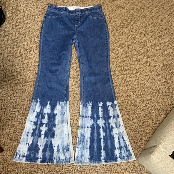 easel Denim - Easel Bamboo Dyed Bell Bottom Washed Denim Jeans Pants long/tall length